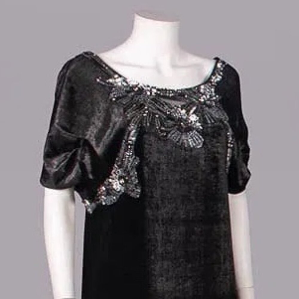 Alberta Ferretti Silk Velvet Blend Dress w/ Silver Sequins